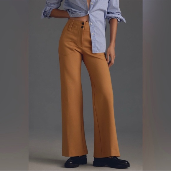 Maeve The Colette camel stretch Wide Leg Pants 6 (but also fits 8) petite - Picture 1 of 15